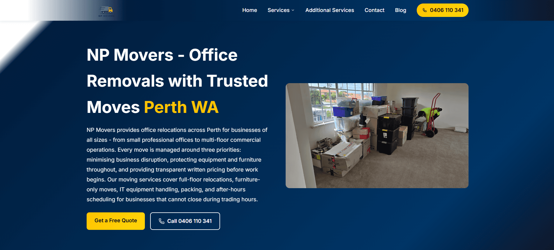 NP movers service specific page